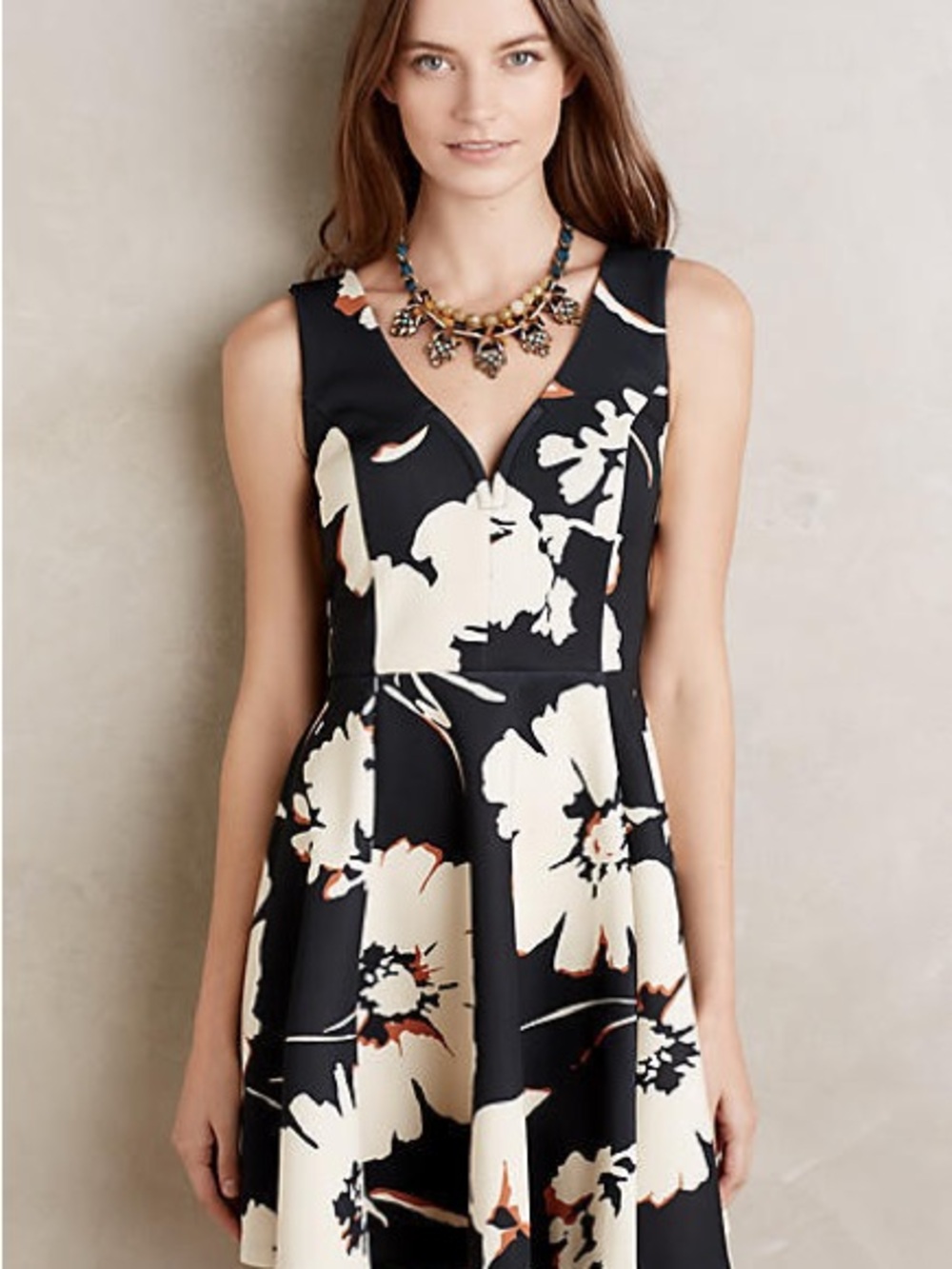 Anthropologie Maeve Amory Fit & Flare Dress — Floral Scuba, Size 6